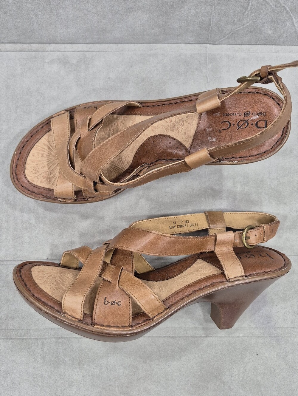 BOC Born Concept heels sandals women's 11M brown leather strappy criss cross